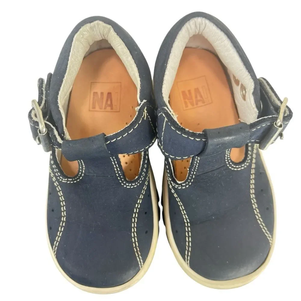 NA! Toddler EU 22 |‎ US 6 Made in Italy Blue Leather Sandal Snap Closure